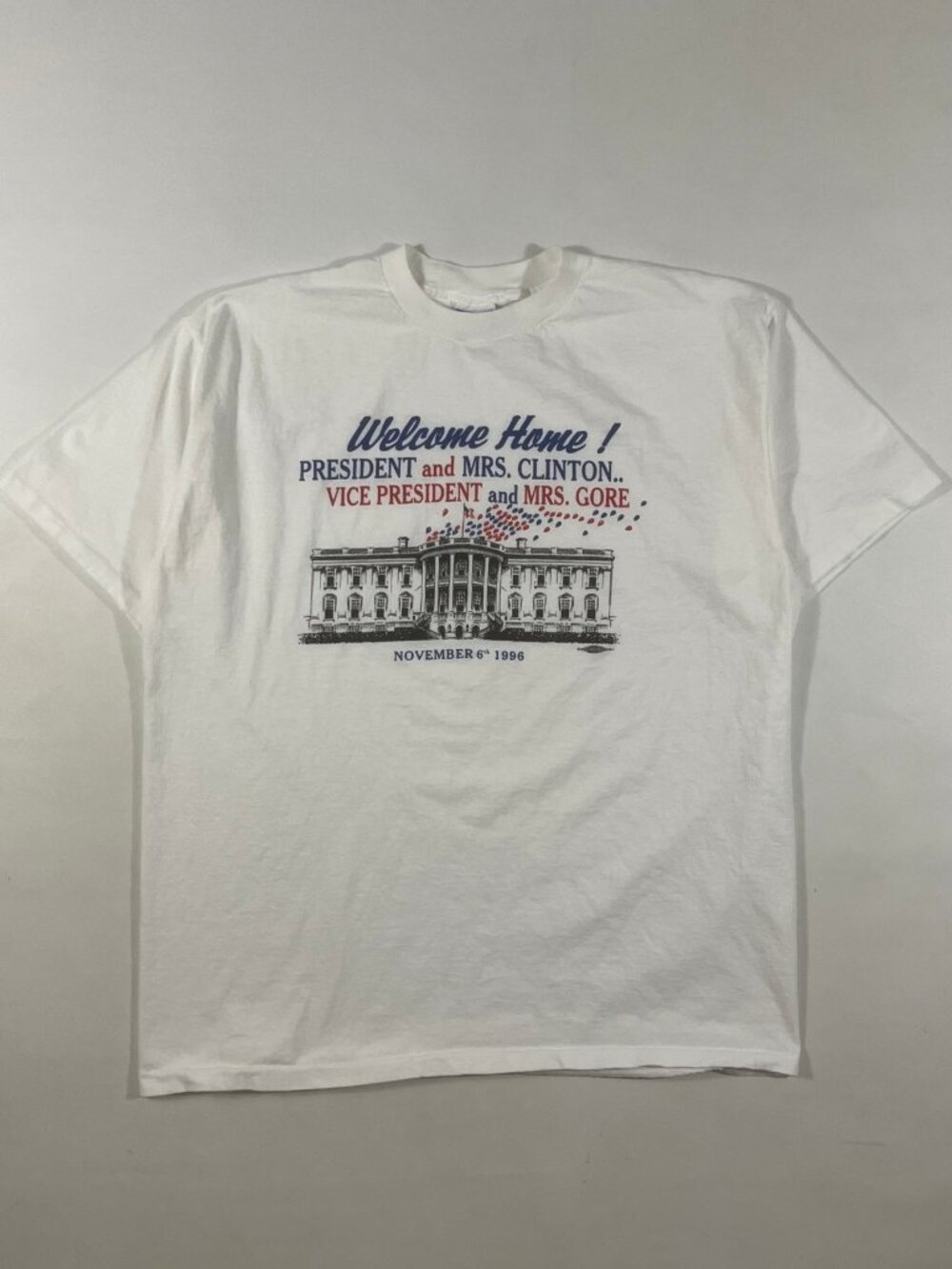 Vintage 1996 Clinton Gore Welcome Home White House Single Stitch T-Shirt XXL